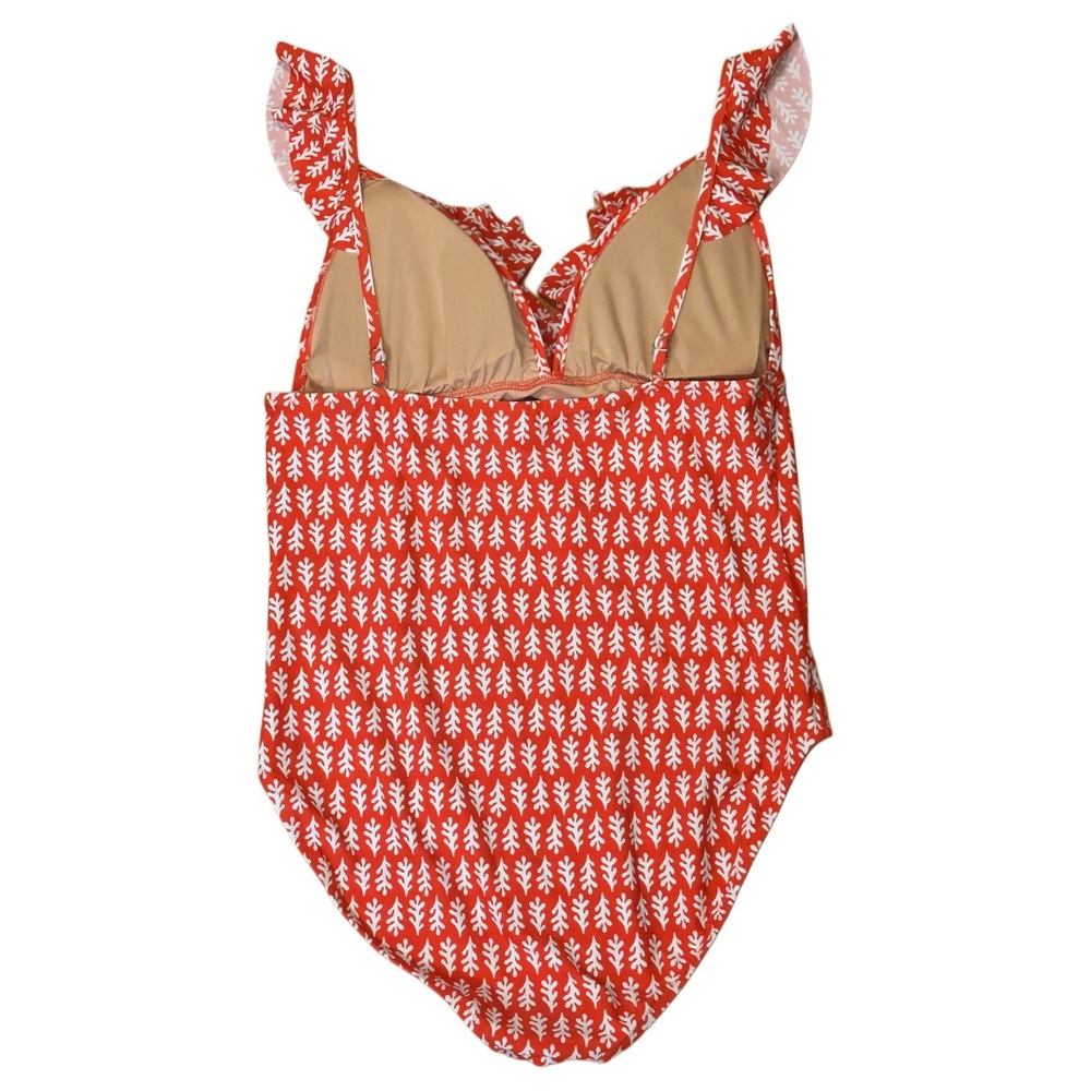 NWT J. Crew Red & White Patterned One-Piece Swimsuit - Picture 3 of 6
